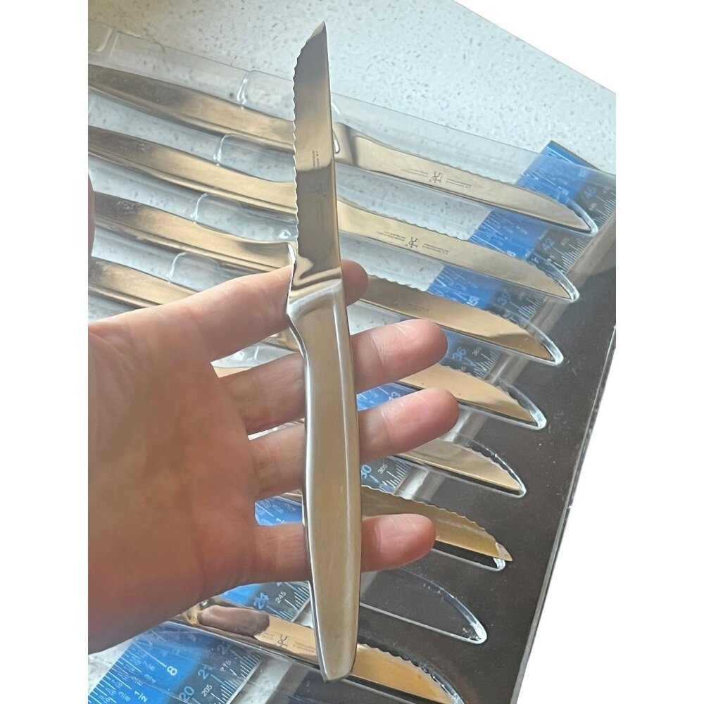 J.A. Henckels International 8 Piece Stainless Steel Steak Knife Set Serrated Bla - Picture 2 of 7